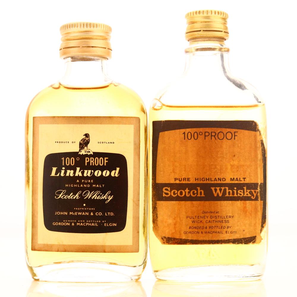 Linkwood & Old Pulteney Gordon and MacPhail 100 Proof Miniature x 2 1970s