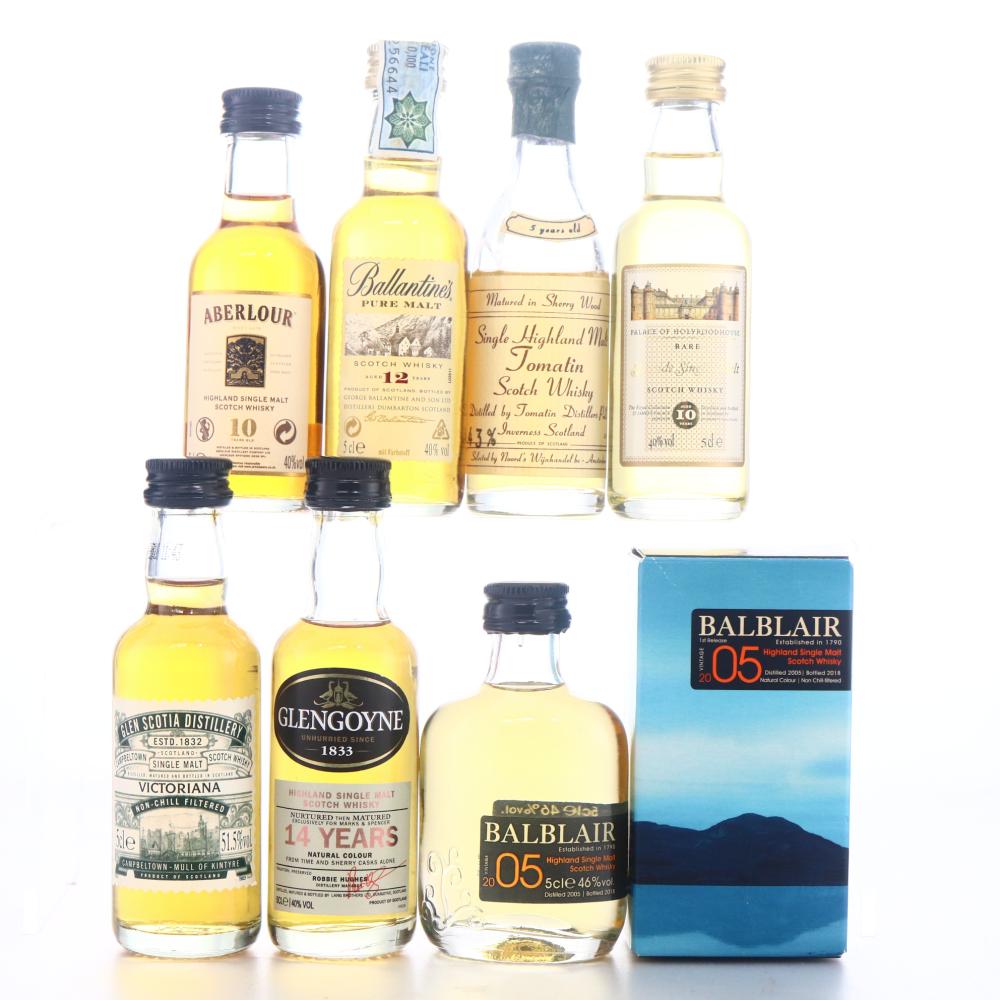 Malt Whisky Miniature Selection 7 x 5cl / including Tomatin 5 Year Old