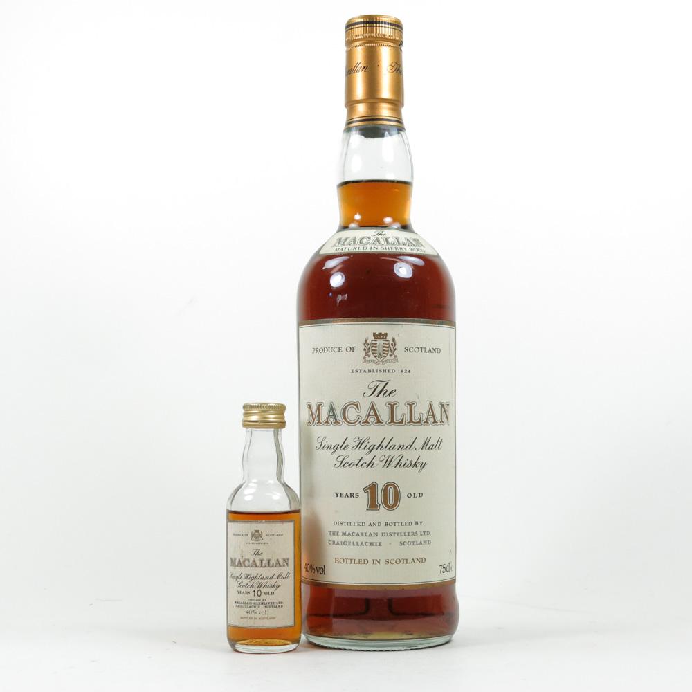 Macallan 10 Year Old 1980s and Miniature