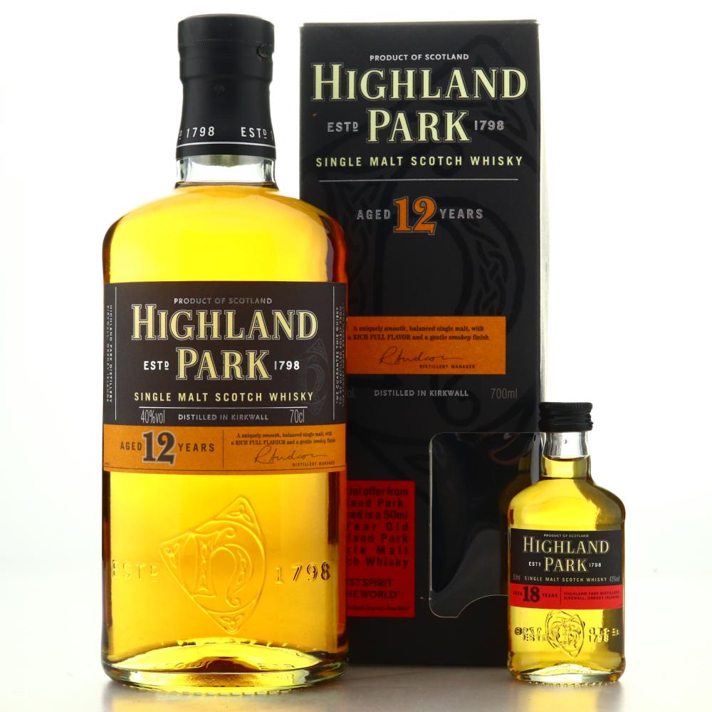 Highland Park 12 Year Old with 18 Year Old Miniature