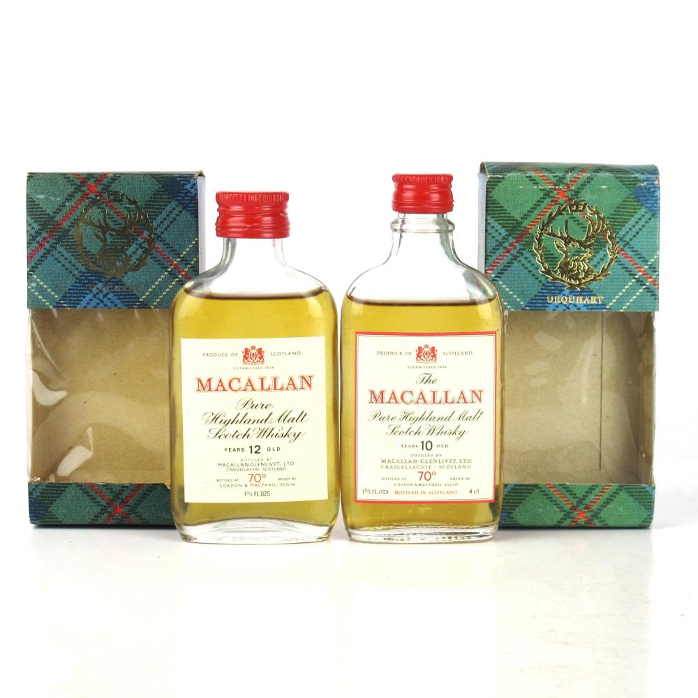 Macallan 10 & 12 Year Old Gordon and MacPhail Miniatures x 2 1970s