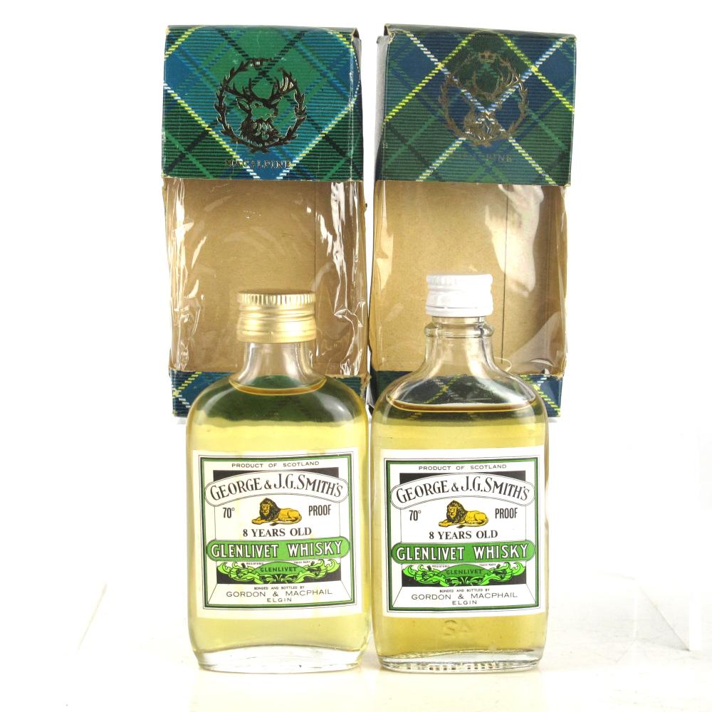 Glenlivet 8 Year Old Gordon and MacPhail Miniatures x 2 1970s