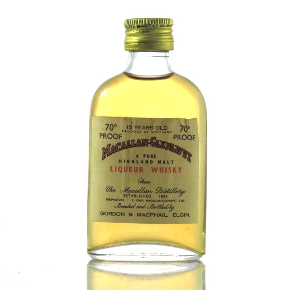 Macallan 15 Year Old Gordon and MacPhail 70 Proof Miniature 1970s