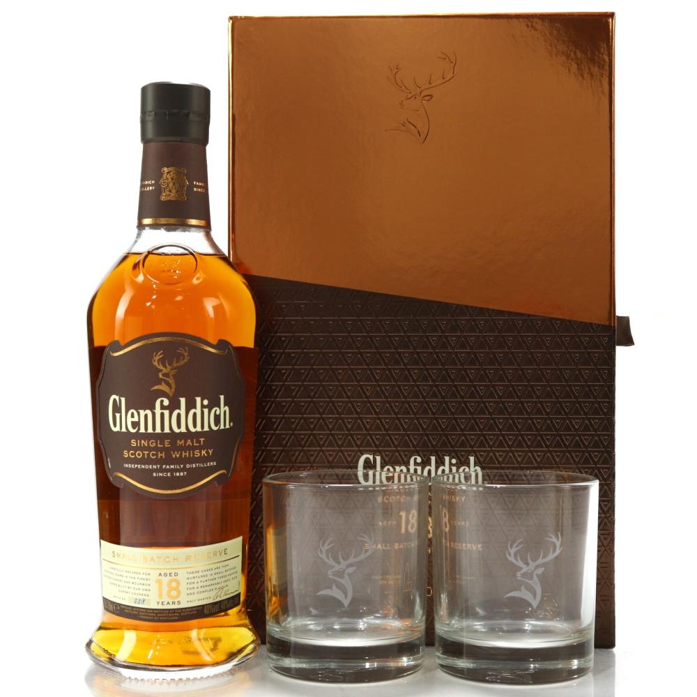 Glenfiddich 18 Year Old Small Batch Reserve Gift Pack / Includes Two Glasses