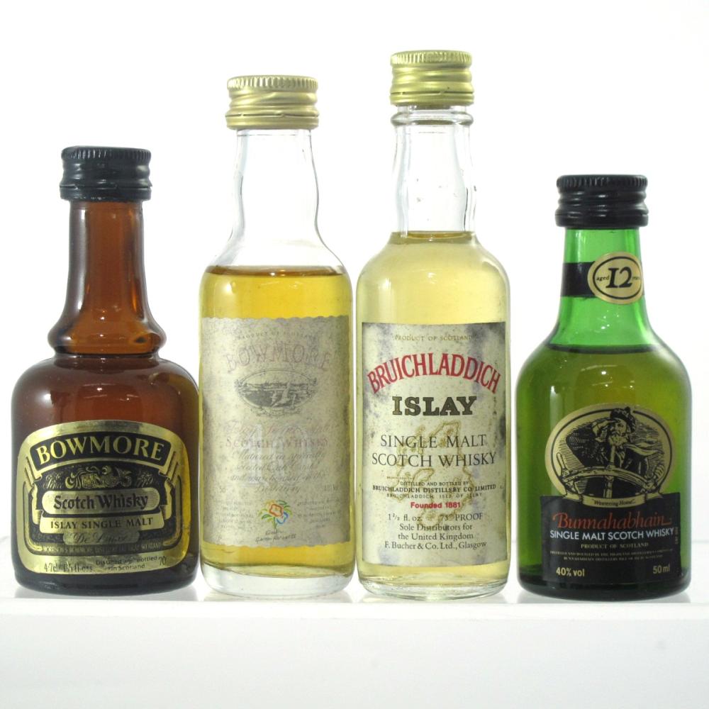 Islay Miniature Selection x 4 / including Bowmore Deluxe 1970s