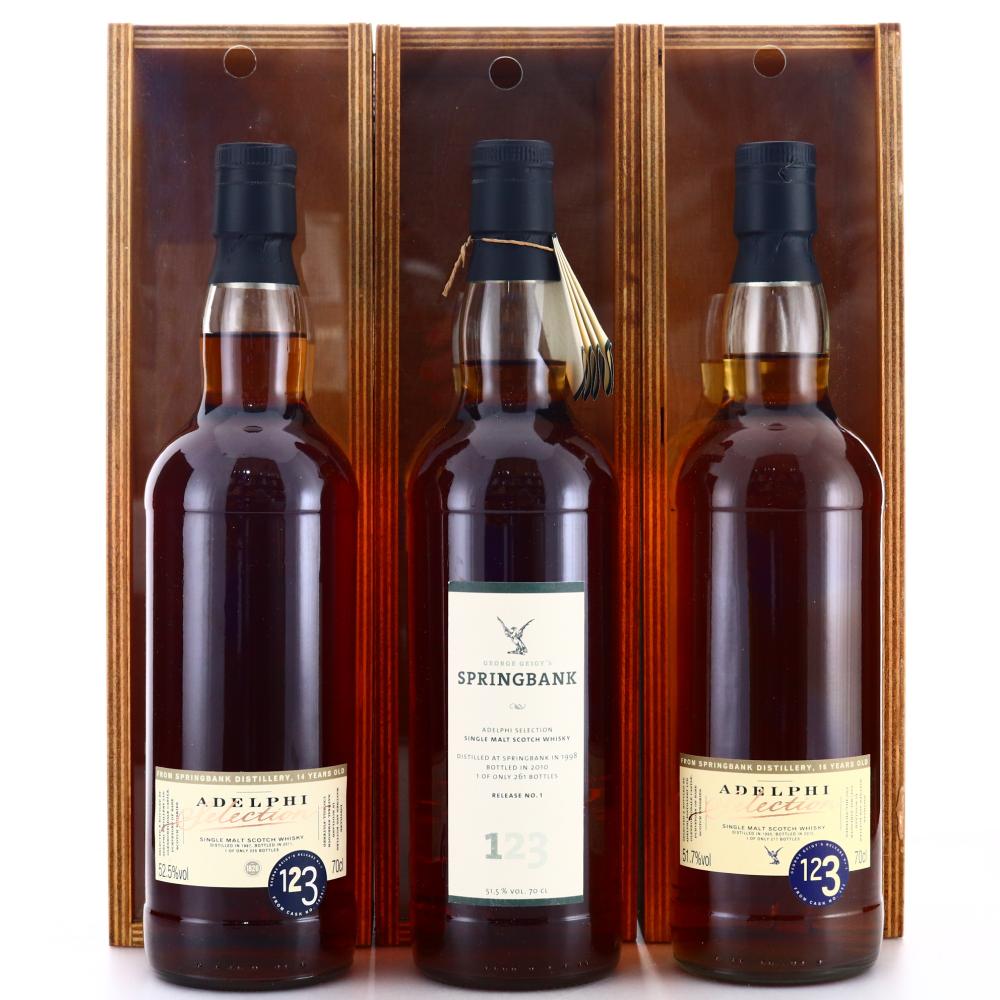 Springbank Distillery Adelphi George Geigy's Releases No.1-3 3 x 70cl