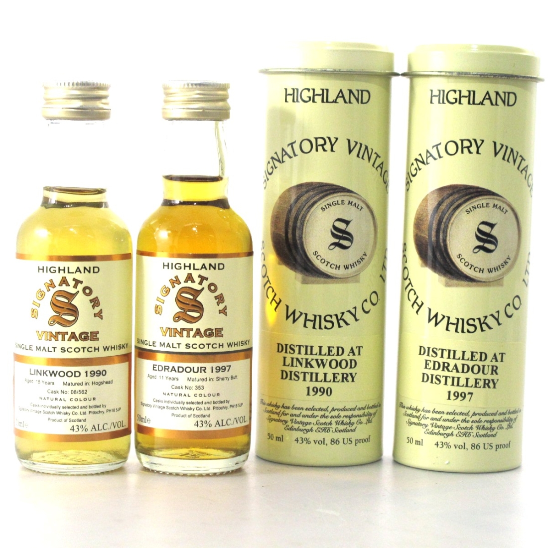 Linkwood and Edradour Signatory Vintage Miniature Selection 2 x 5cl