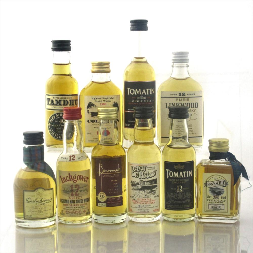Highland Malt Whisky Miniature Selection x 10 / Including Coleburn 1980