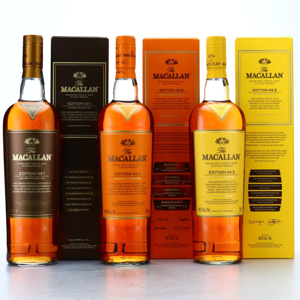 Macallan Edition No.1-3 Collection 3 x 75cl / US Import