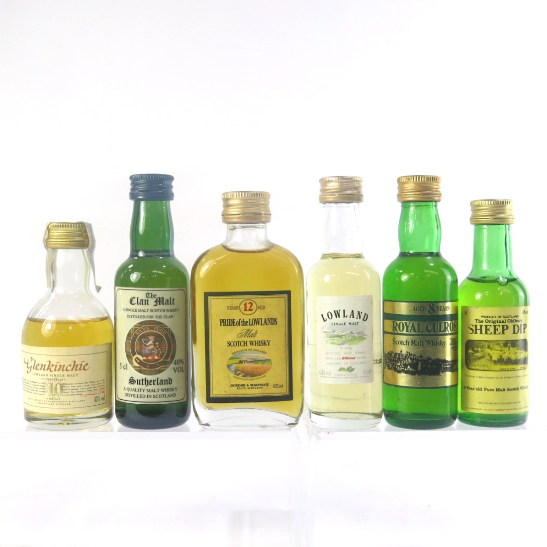 Lowland Malt Miniature Selection x 6 / Including Original Sheep Dip 1980s