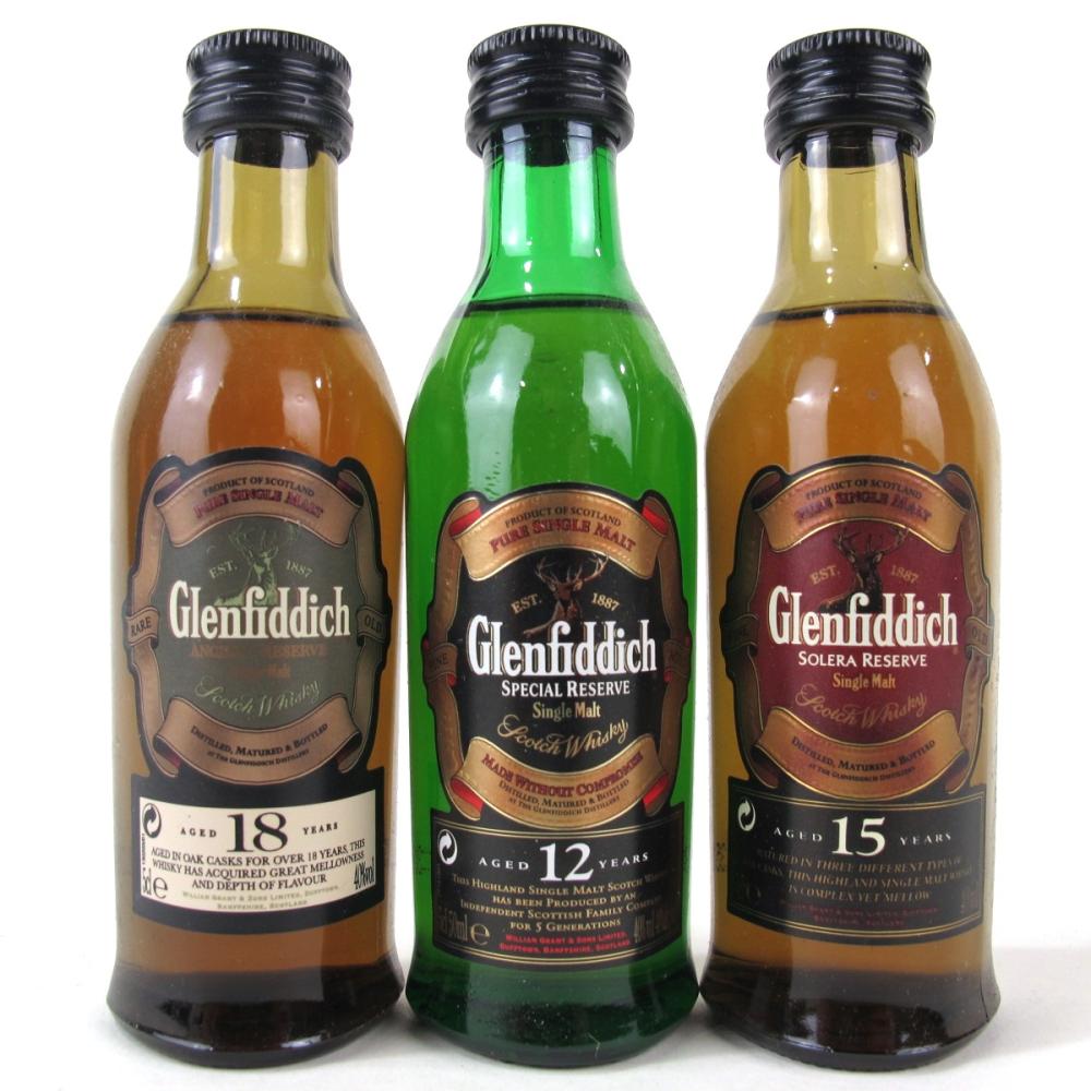 Glenfiddich Miniature Selection 3 x 5cl / Including 18 Year Old Ancient Reserve