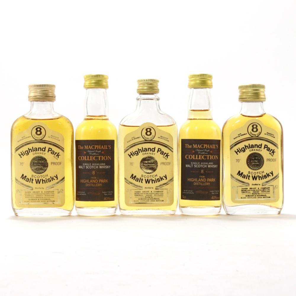 Highland Park 8 Year Old Gordon and MacPhail Miniatures x 5