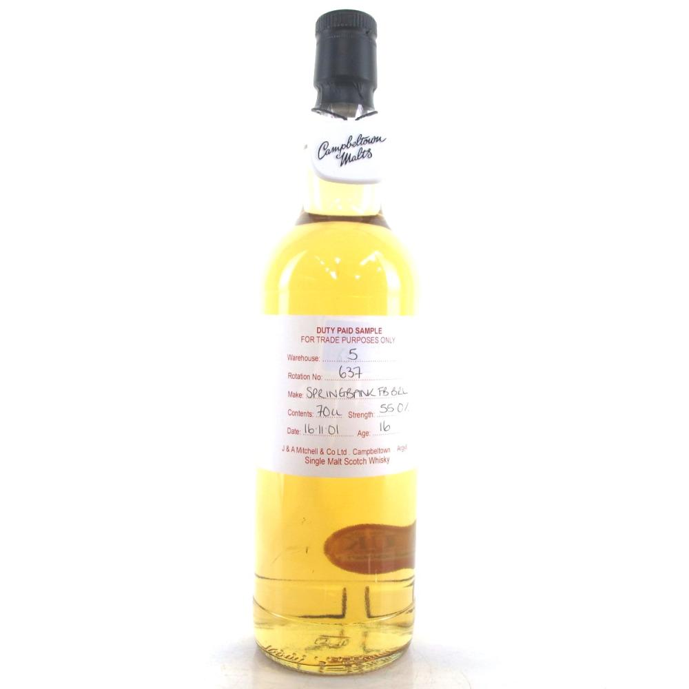 Springbank 2001 Duty Paid Sample 16 Year Old