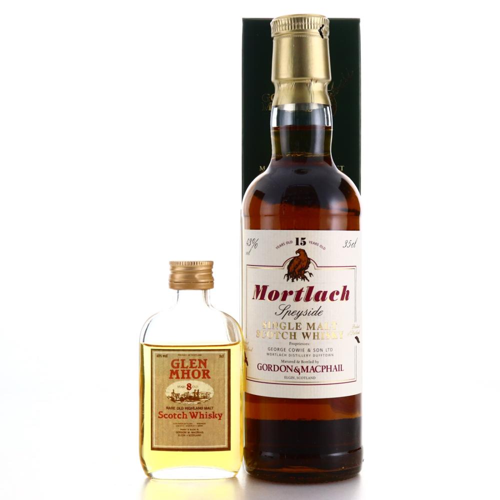 Mortlach 15 Year Old Gordon and MacPhail With Glen Mhor Miniature