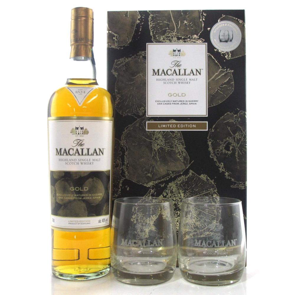 Macallan Gold Limited Edition Gift Pack / including 2 x Glasses