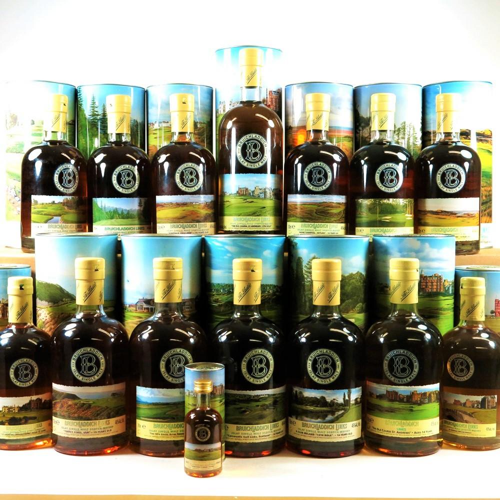 Bruichladdich Links 15 Bottle Collection / 1 x 1 Litre, 11 x 70cl, 2 x 50cl and 1 x 5cl
