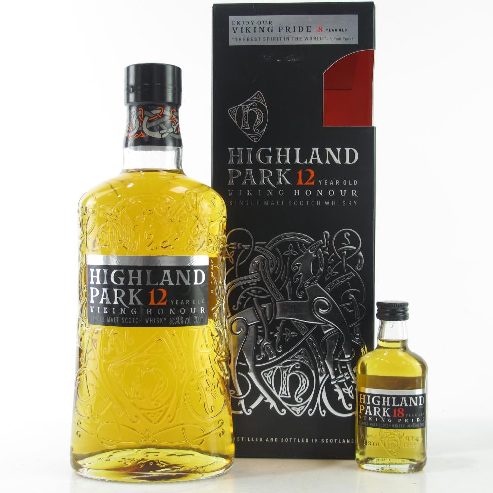 Highland Park 12 Year Old Viking Honour / with 18 Year Old Miniature 5cl