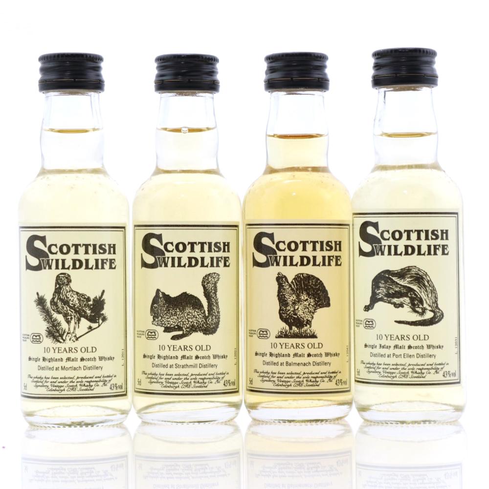 Signatory Vintage 10 Year Old Scottish Wildlife Miniatures 4 x 5cl / Includes Port Ellen