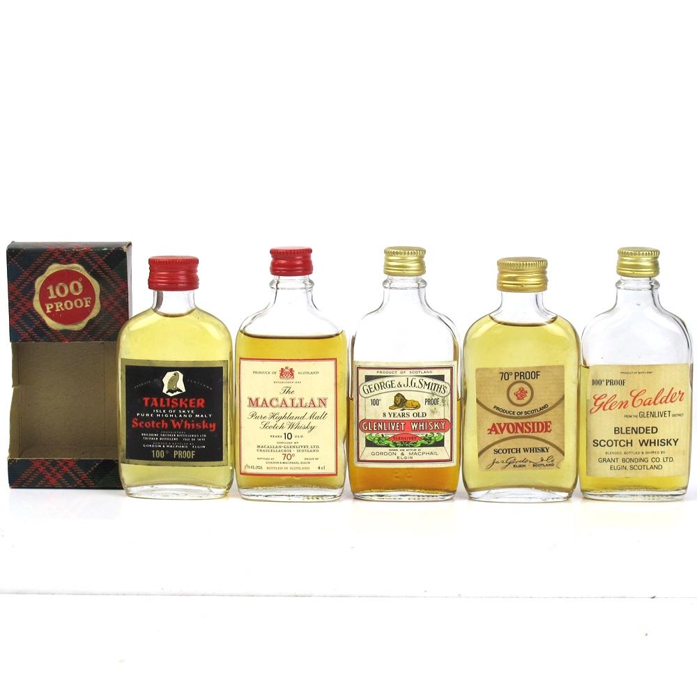 Miscellaneous Whisky Miniature 1970s Selection 5 x 5cl / Including Macallan & Talisker