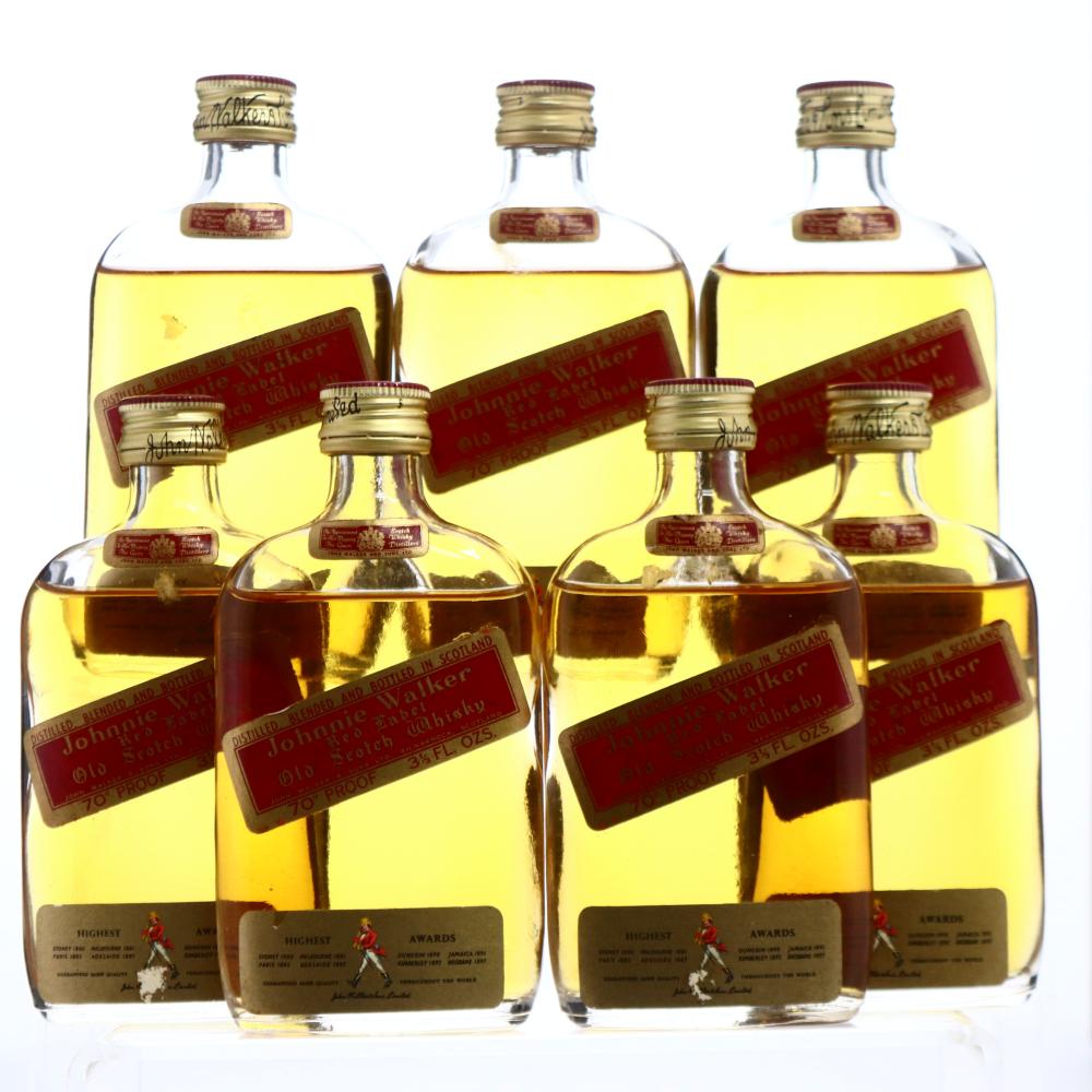 Johnnie Walker Red Label Flask x 7 1970s