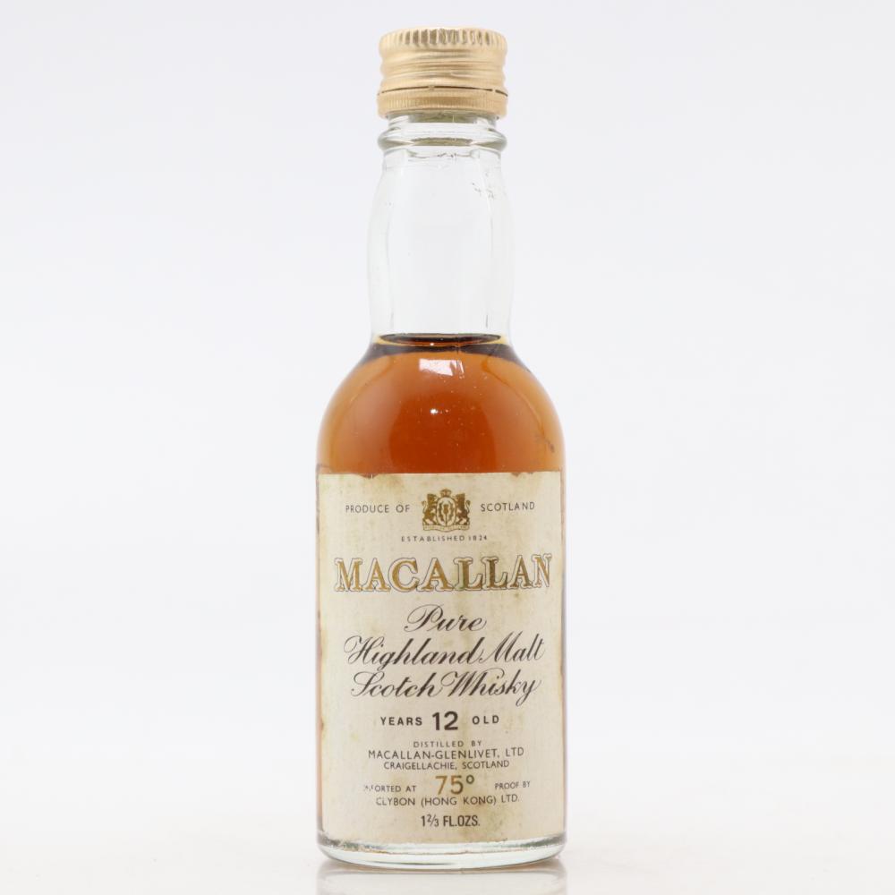Macallan 12 Year Old 75 Proof Miniature 1960s / Clybon Import, Hong Kong