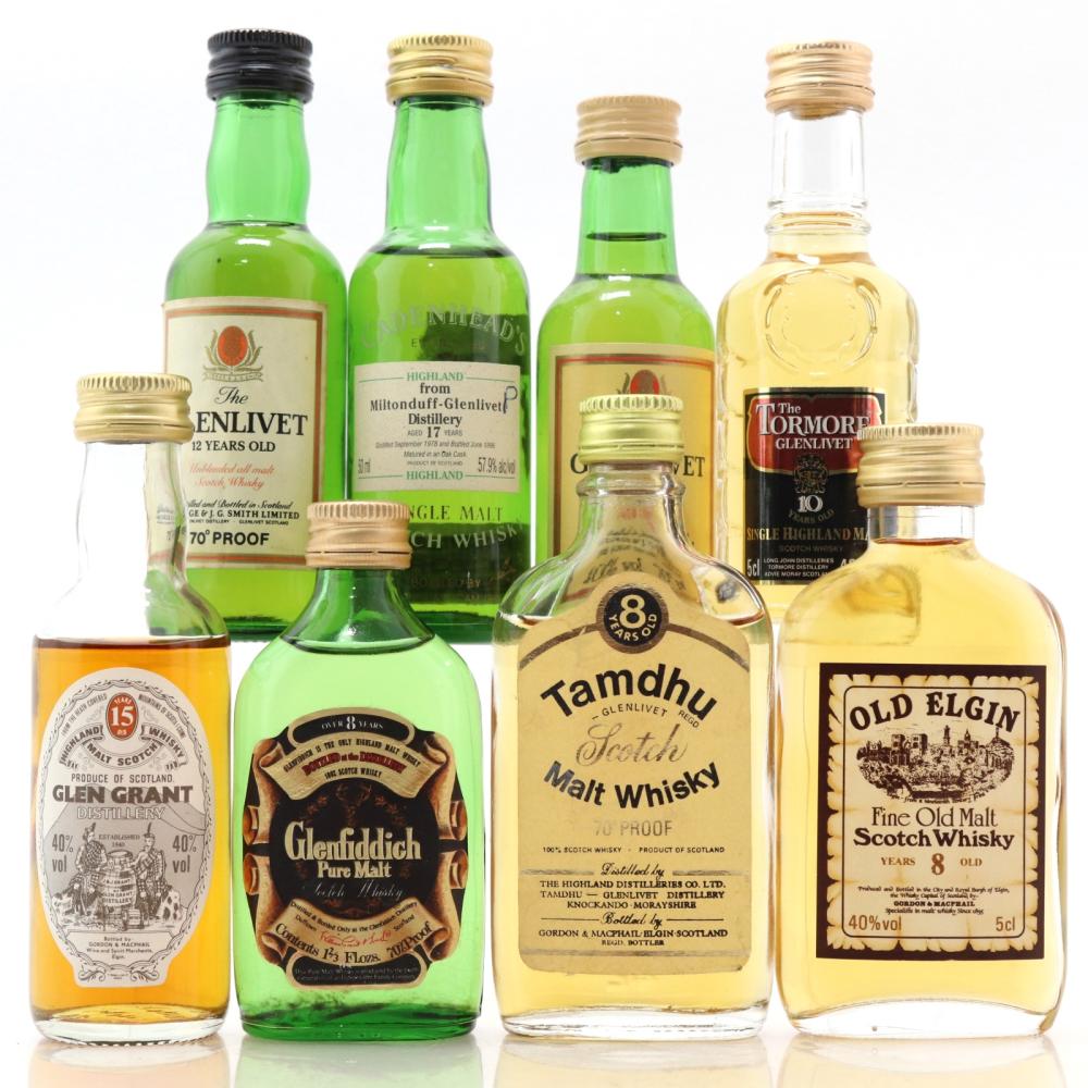 Speyside Miniature Selection x 8 / includes Miltonduff 1978 Cadenhead's