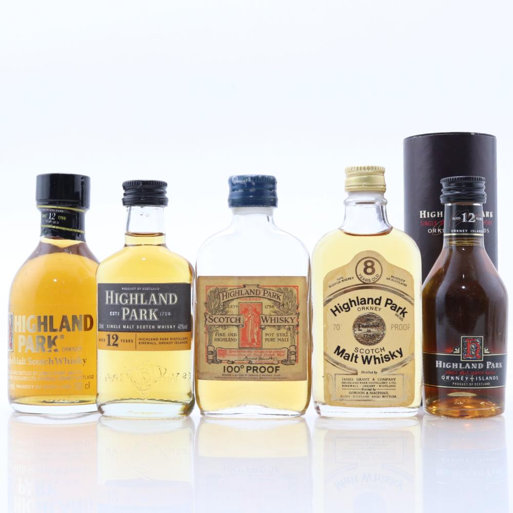 Highland Park Miniature Selection x 5 / Including 100 Proof 1970s