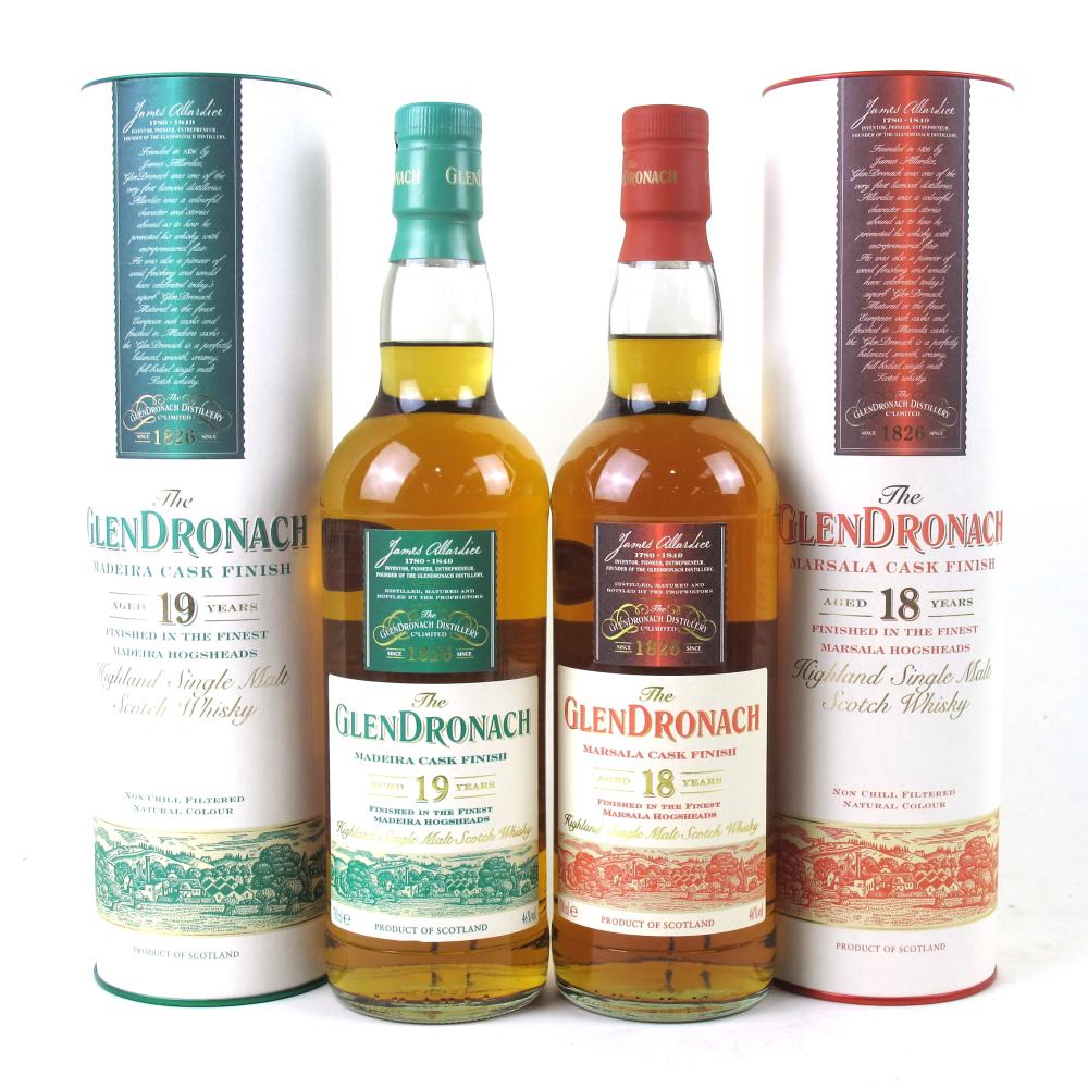 Glendronach 18 Year Old Marsala Finish and 19 Year Old Madeira Finish 2 x 70cl 
