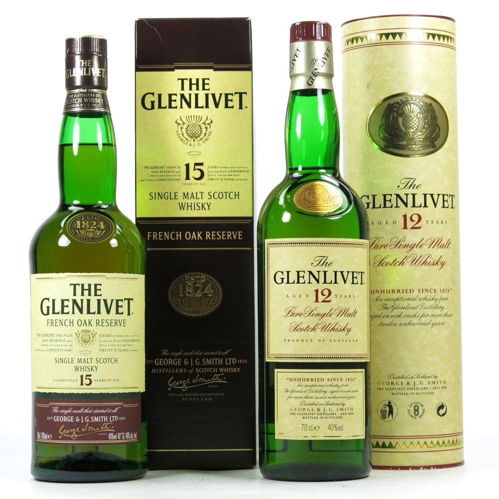 Glenlivet 12 Year Old and 15 Year Old 2 x 70cl