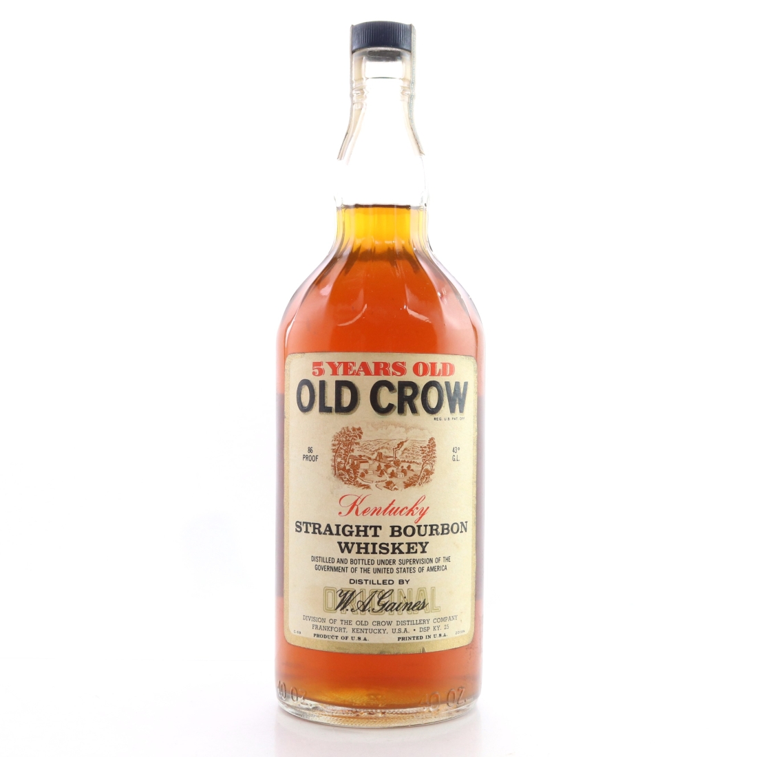 Old Crow 5 Year Old Kentucky Straight Bourbon 40 Oz 1970s
