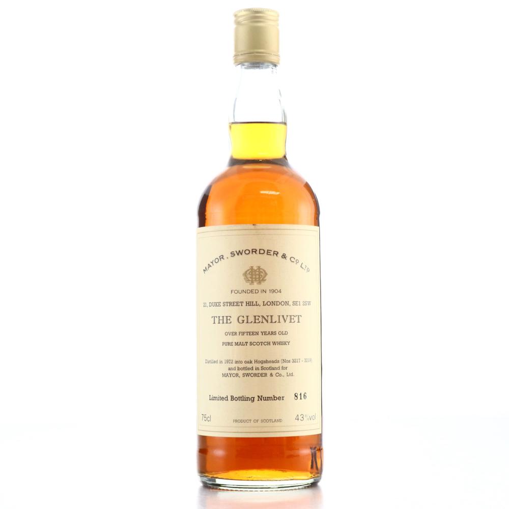 Glenlivet 1972  Mayor, Sworder and Co 15 Year Old