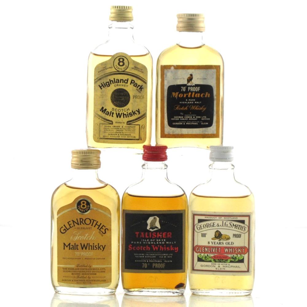 Gordon and MacPhail 1970s Miniature Selection x 5 / Including 100 Proof Glenlivet