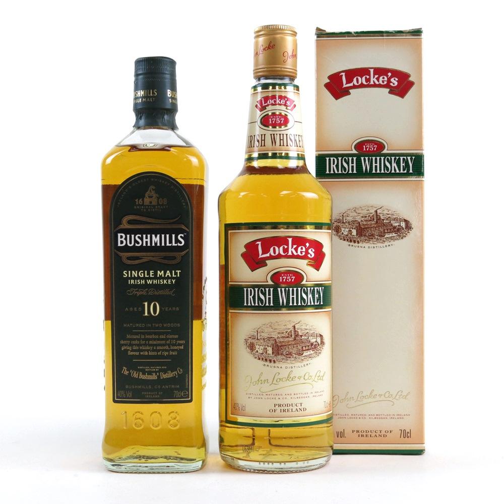 Bushmills 10 Year Old and Locke's Irish Whiskey  2 x 70cl