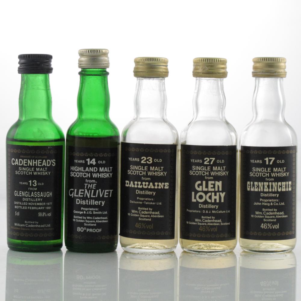 Cadenhead's Miniature Selection x 5 / including Glenlivet 14 Year Old