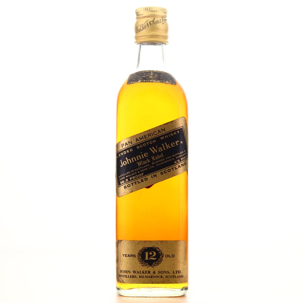 Johnnie Walker Black Label 12 Year Old 4/5 Pint 1970s / Pan American