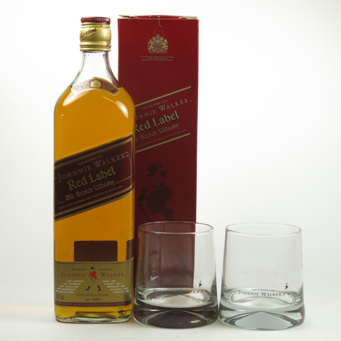 Johnnie Walker Red Label 1 litre Including Two Glasses