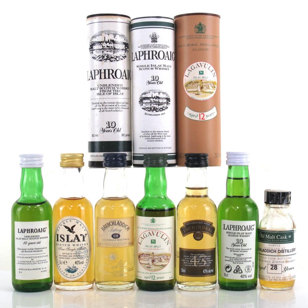 Islay Single Malt Miniatures x 7 / including Lagavulin 12 Year Old 1980s