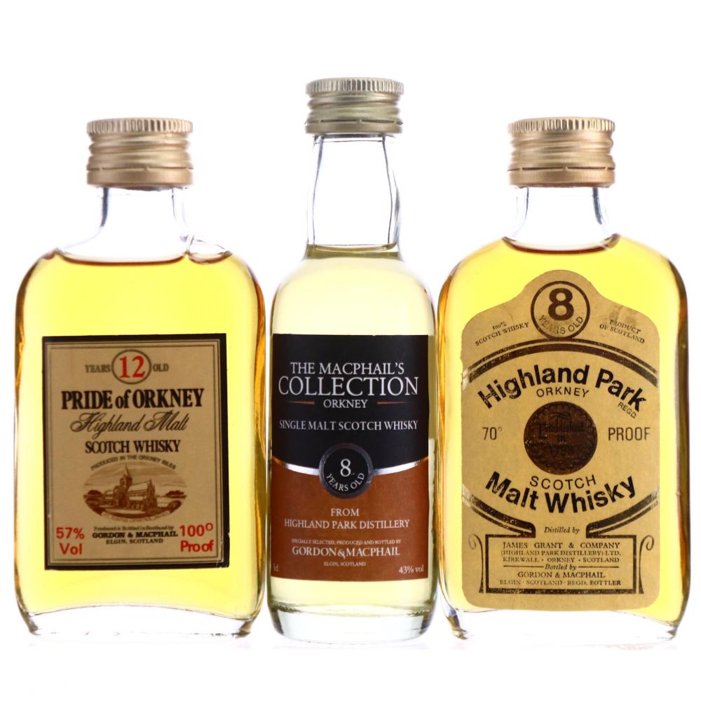 Highland Park Gordon and MacPhail Miniatures x 3