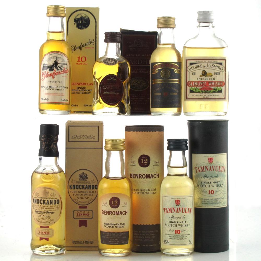 Speyside Single Malt Miniature Selection x 7 / including Glenlivet 8 Year Old 100 Proof