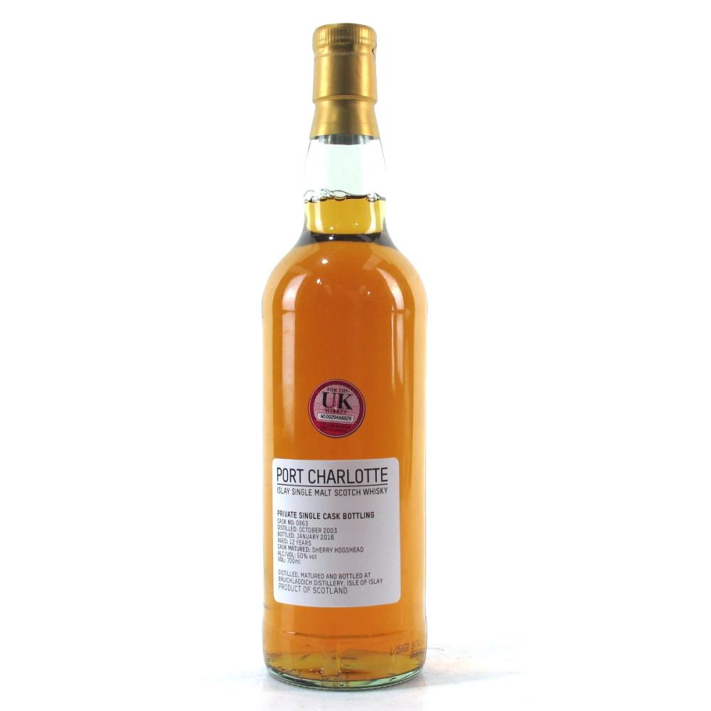 Port Charlotte 2003 Private Cask 12 Year Old #0863