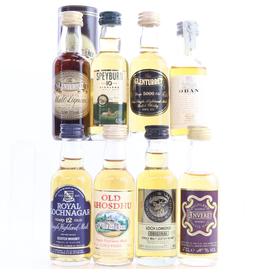 Highland Single Malt Miniatures x 8 / includes Glenturret 5000 Days Old