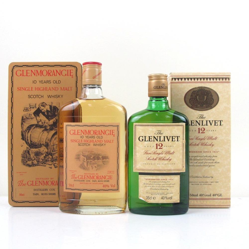 Glenmorangie 10 Year Old 50cl and Glenlivet 12 Year Old 35cl Circa 1990s