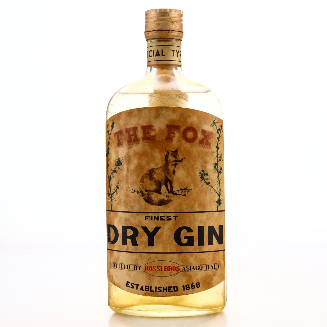 The Fox Finest Dry Gin 75cl 1980s