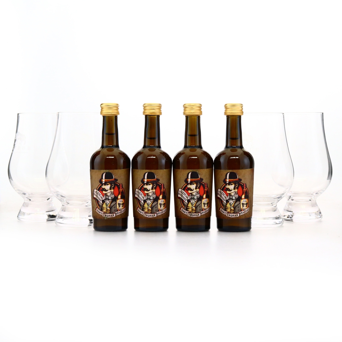 Wolfburn Glencairn Glass x 4 / with Gin Miniatures x 4