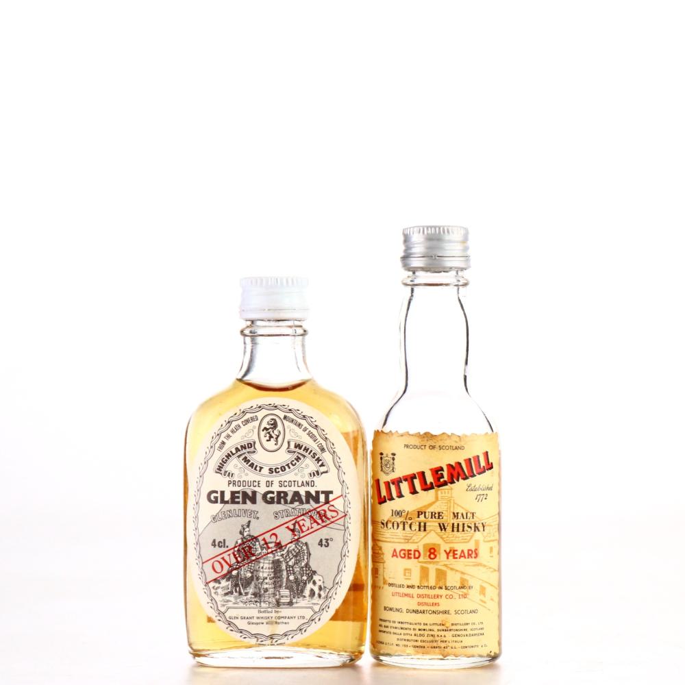Littlemill 8 Year Old & Glen Grant 12 Year Old Miniature x 2 / Italian Import