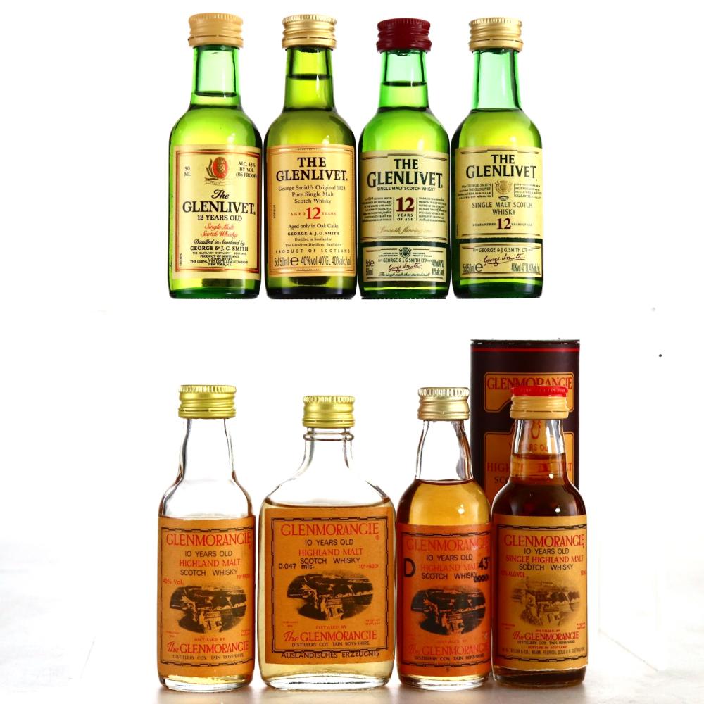 Glenlivet & Glenmorangie Miniatures x 8