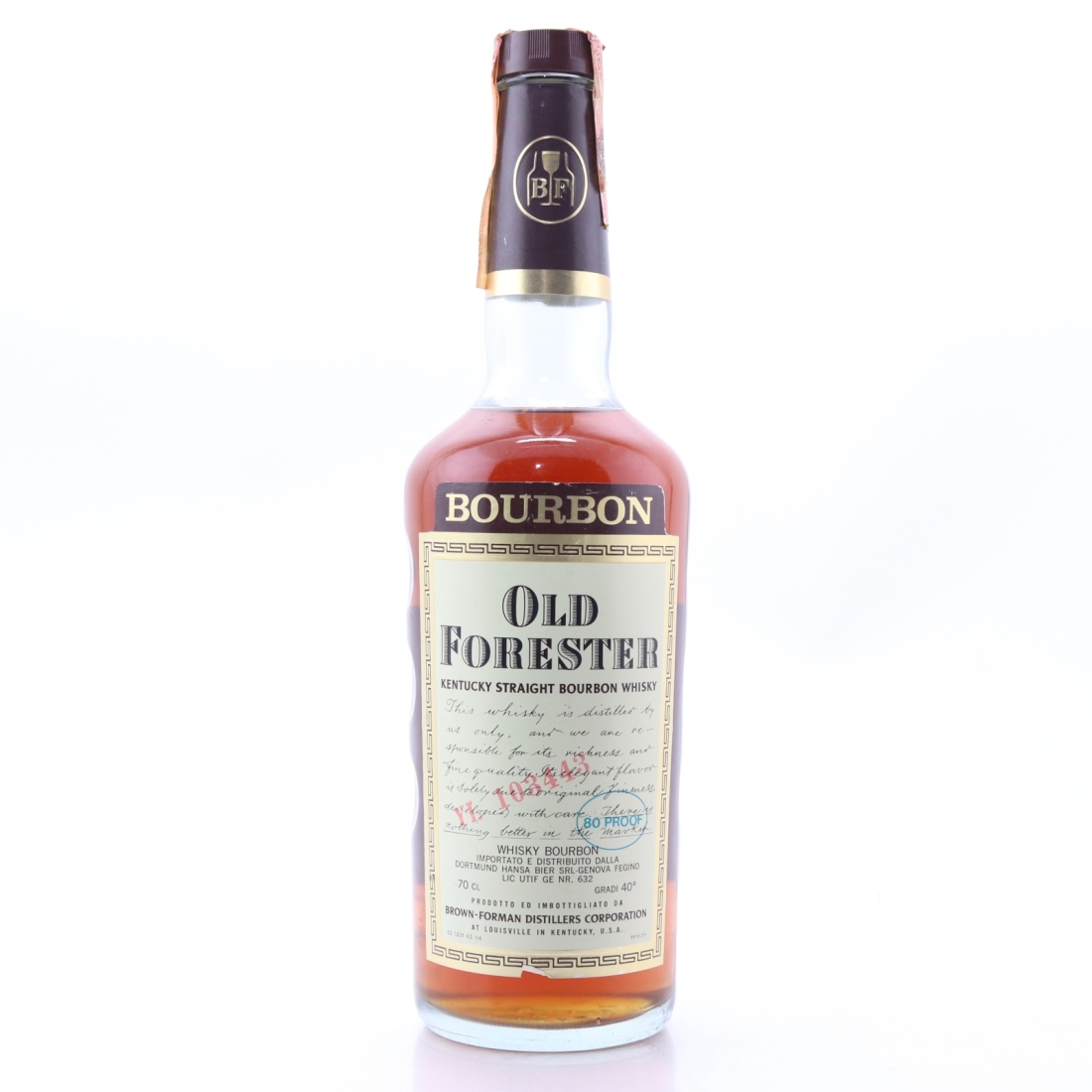 Old Forester Kentucky Straight Bourbon circa 1978 / Dortmund Hansa Bier Import