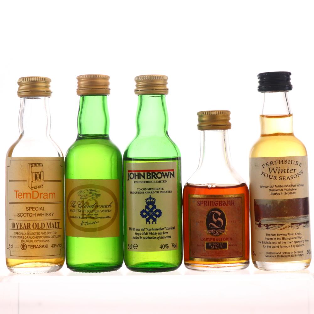 Single Malt Whisky Miniatures x 5 / includes Springbank 30 Year Old 