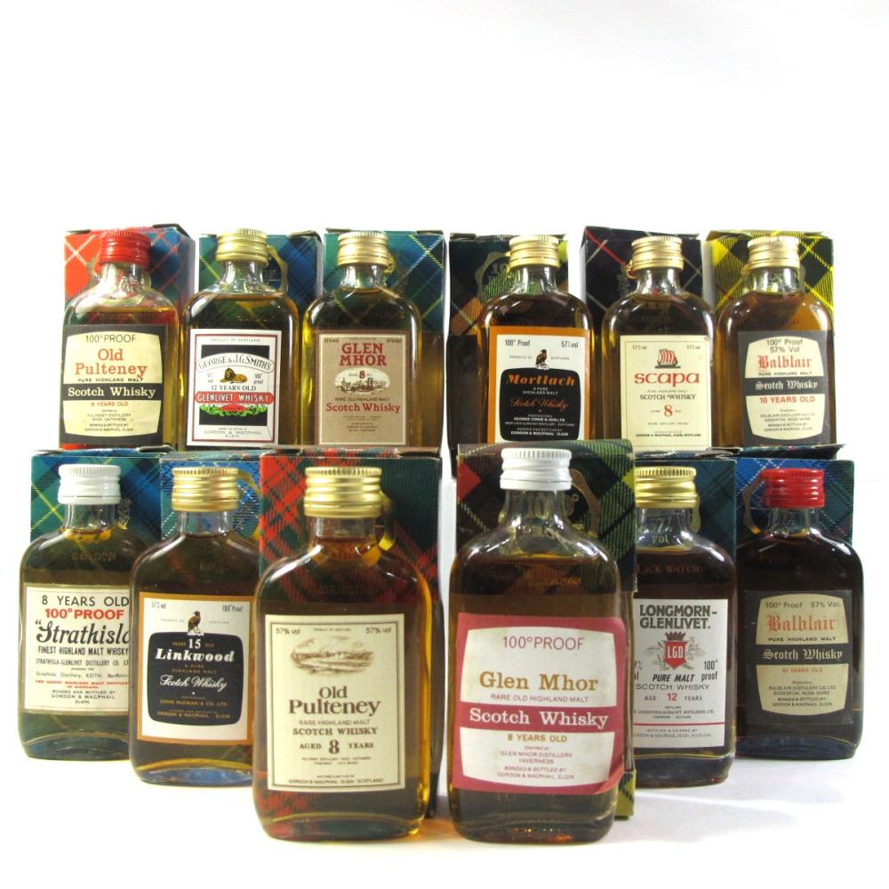 Gordon and MacPhail Flat Bottle Miniature Selection x 12
