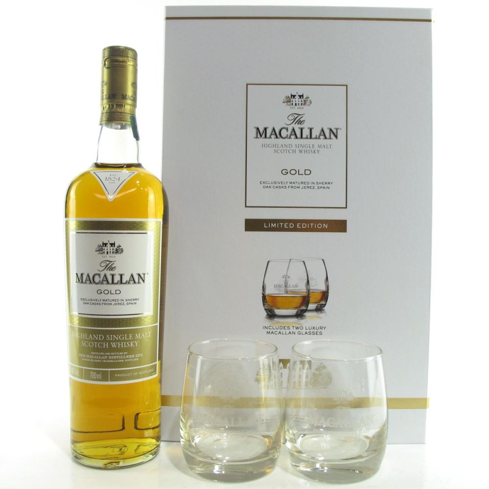 Macallan Gold Gift Pack / including 2 x Glasses